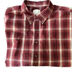 HB Harbor Bay Mens button down shirt red plaid 3XL Cotton blend long sleeves